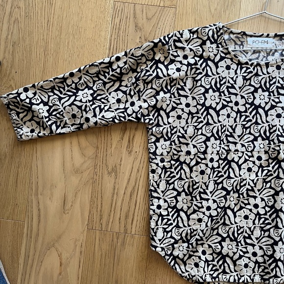 POEM blouse size S, block print cotton - Picture 2 of 5
